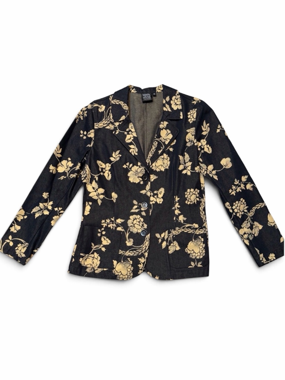 Mary Jane Marcasiano Denim Floral Blazer